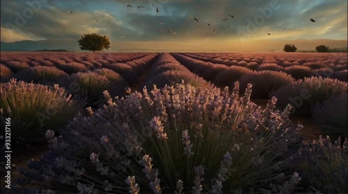 MountainBeautiful Skies and lavender field photo