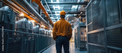 Wallpaper Mural Engineer in Hard Hat Walking Through Modern Industrial Facility with Advanced Machinery Torontodigital.ca