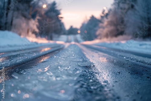 Icy winter road photo