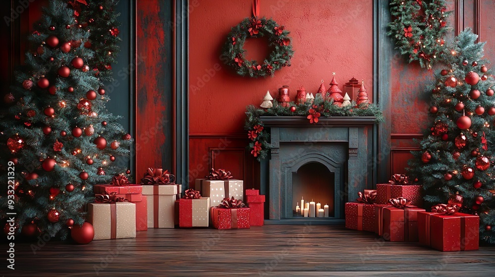 Christmas Decorations and Christmas Boxes in the Background	