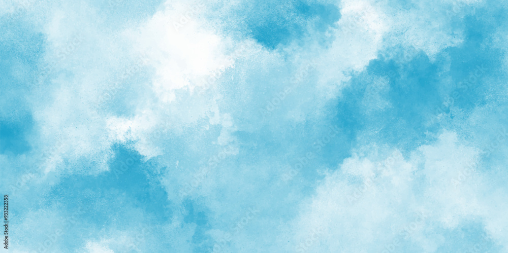Obraz premium abstract cloud and vapor texture background. white and sky blue smoke aquarelle smudge illustration smooth grungy smokey light pastel colors ink glow. blue color powder explosion . 