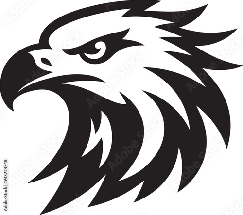 Eagle face illustration and silhouette
