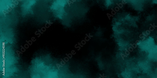 abstract cloud and vapor texture background. Black and Green smoke aquarelle smudge illustration smooth grungy smokey light pastel colors ink glow. Teal color powder explosion	
