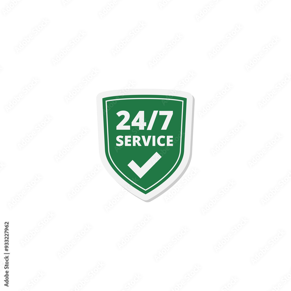 Protection shield, 24 hours 7 day icon isolated on transparent background
