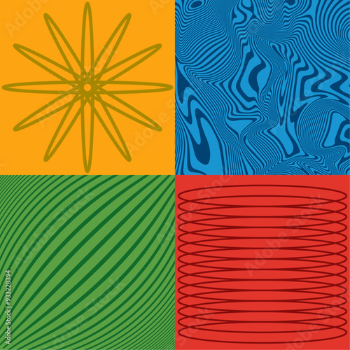 Ensemble d'affiche dans un style brutaliste et futuriste. Motif et formes futuristes