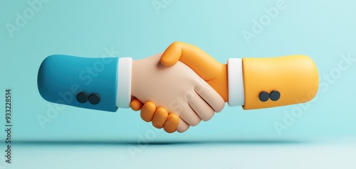 Clean and minimal corporate handshake 3d illustration in a professional business environment