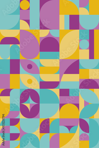 Affiche style géométrique Bauhauss et abstrait. Arrière-plan moderne du milieu du siècle