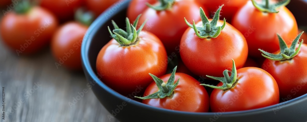 Bowl of fresh organic tomatoes with detailed texture and vibrant colors, tomato superfood, natural lycopene-rich produce Bowl of fresh organic tomatoes with detailed texture and vibrant colors, tomato superfood, natural lycopene-rich produce