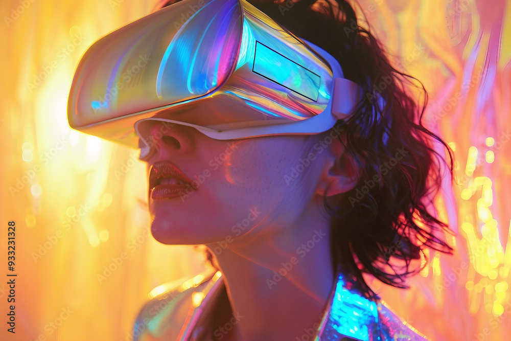 Futuristic VR goggles virtual experience conceptual photo illustration, Generative AI art Futuristic VR goggles virtual experience conceptual photo illustration, Generative AI art