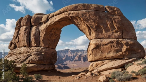 Cutout of grand artificial rock arch photo