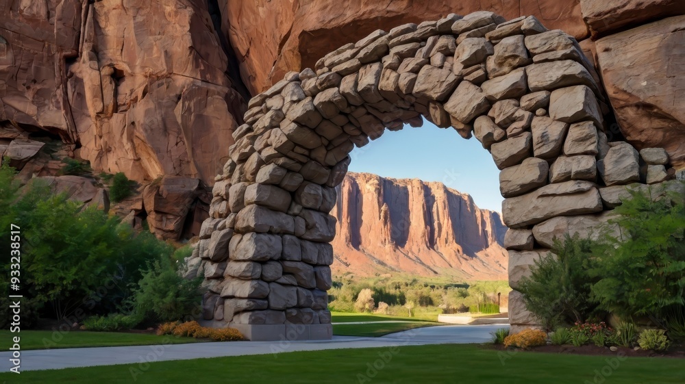 Naklejka premium Cutout of majestic artificial rock archway