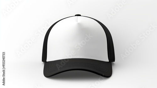 Realistic monochrome trucker hat front view mockup for professional design presentation