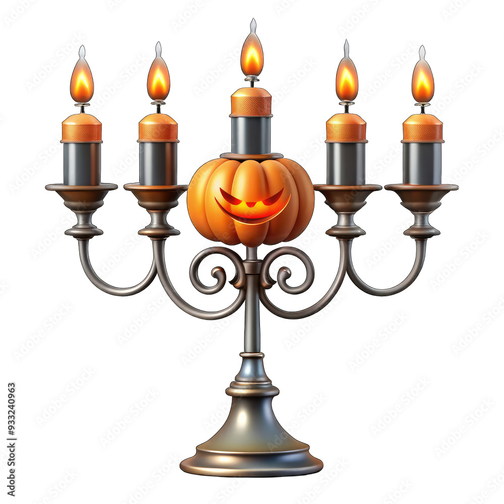 Spooky halloween carved pumpkin lantern with candelabra Spooky halloween carved pumpkin lantern with candelabra