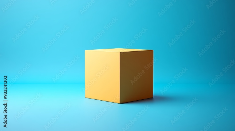 A yellow box is sitting on a blue background A yellow box is sitting on a blue background