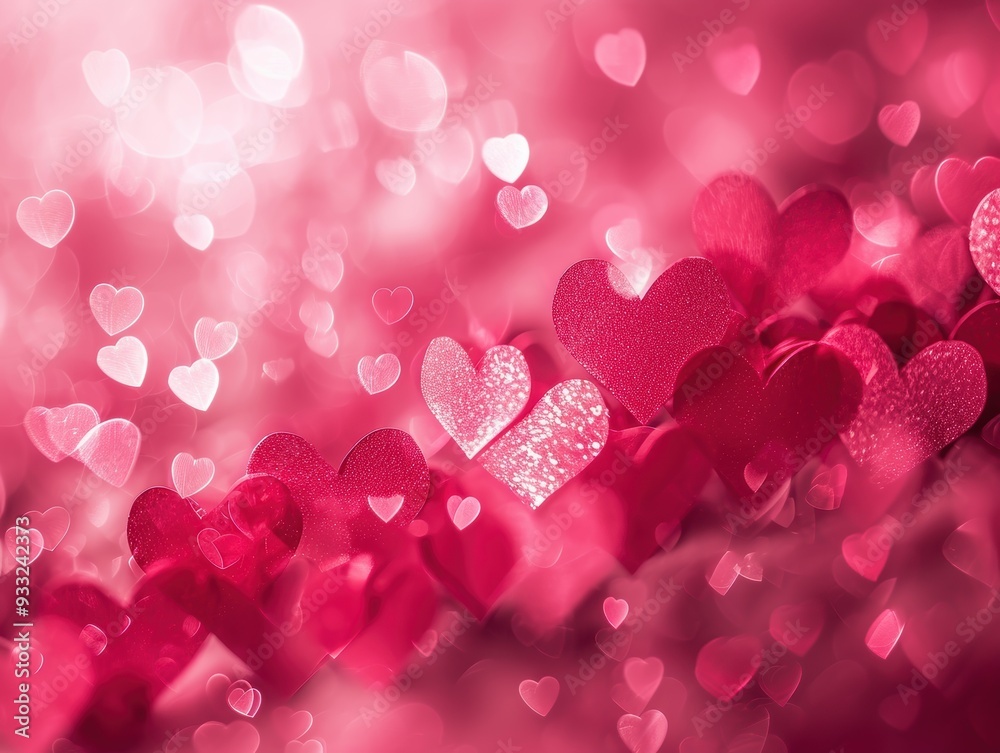 Sparkling hearts on pink background Sparkling hearts on pink background