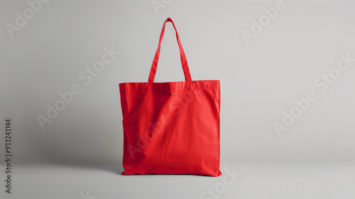  Red tote bags mockup on isolated grey background