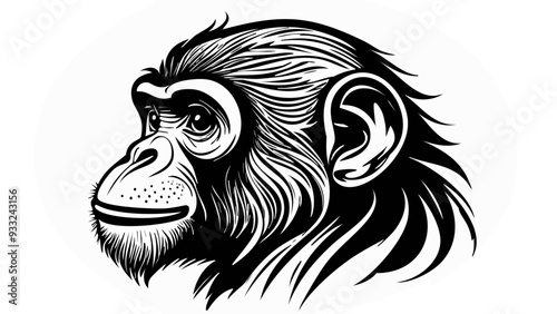 Monkey Head Sketch Style - Animal Face Portrait Mammal

