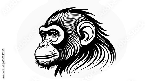 Monkey Head Sketch Style - Animal Face Portrait Mammal
