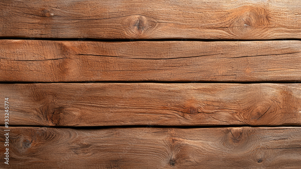 Naklejka premium Close-up of natural wooden planks showcasing rich textures and warm colors, ideal for rustic designs and backgrounds.