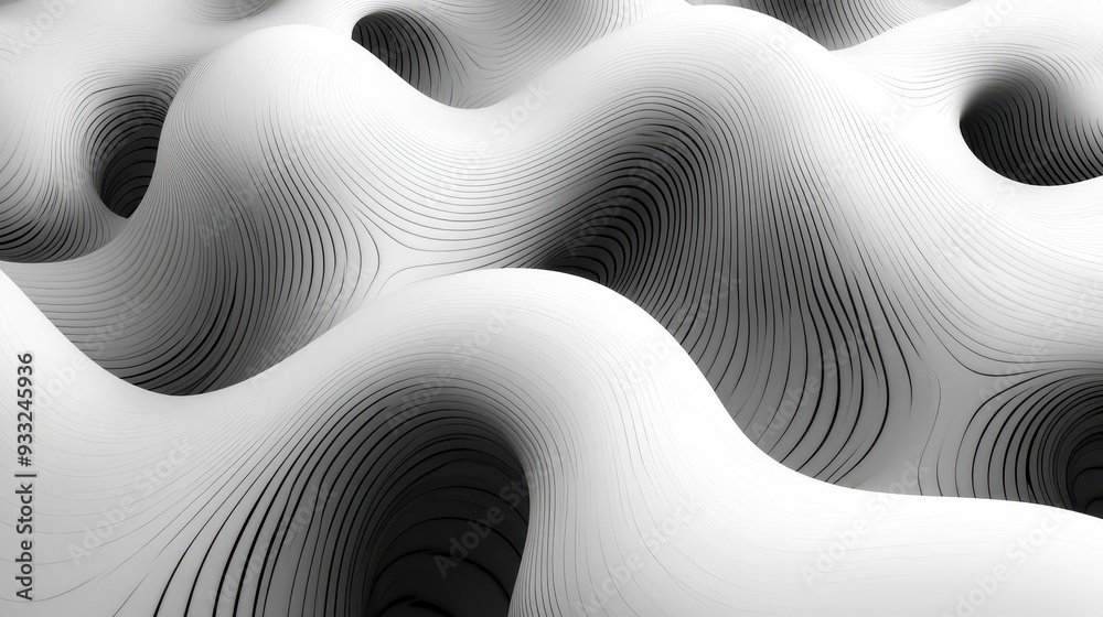 abstract pattern of bold curved black lines on white background dynamic ...