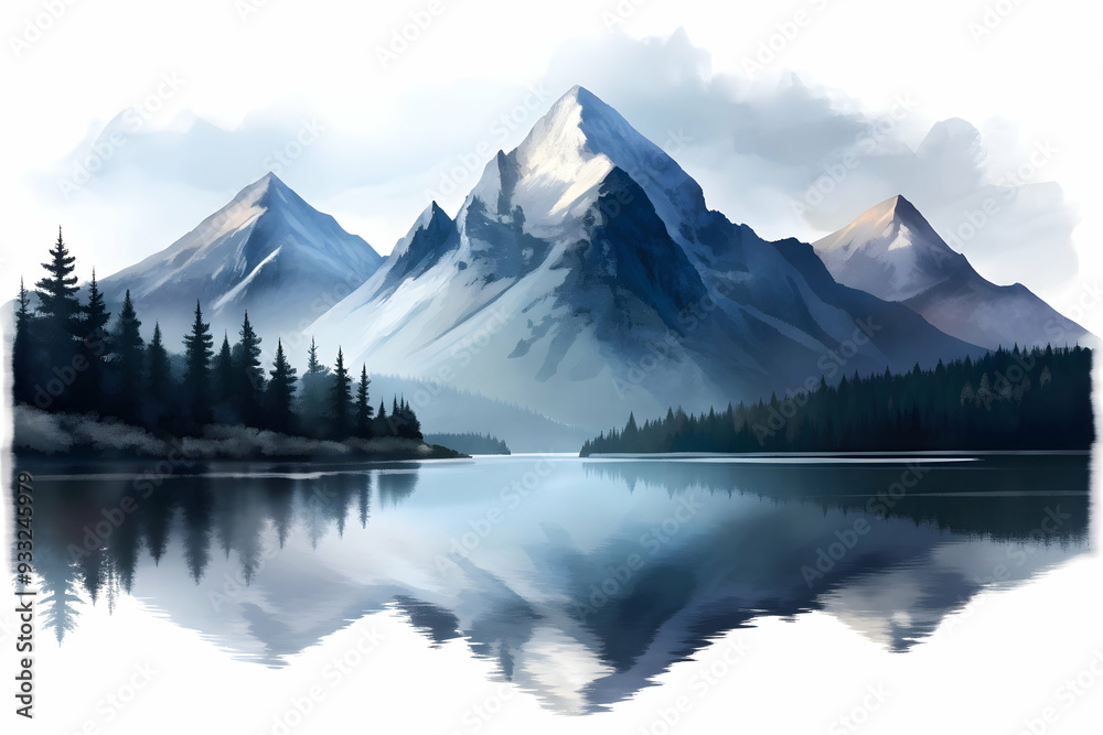 Naklejka premium Simple flat vector illustration as Clear river flowing through a green valley in summer concept as A serene river flowing through a lush green valley under a bright summer sky ideal for business prese