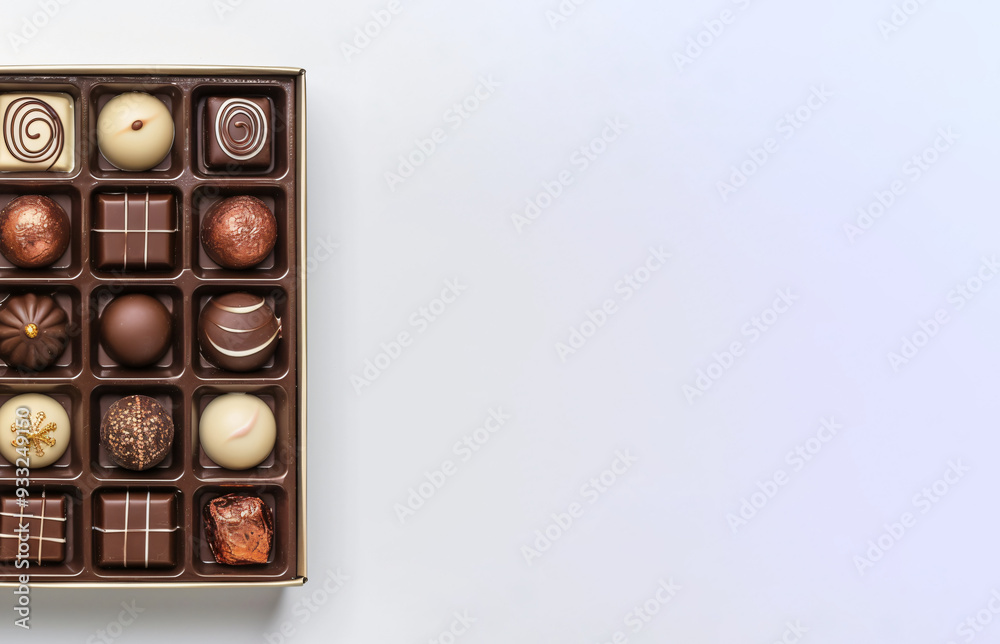 Top view of chocolate gift box on background with copy space Top view of chocolate gift box on background with copy space
