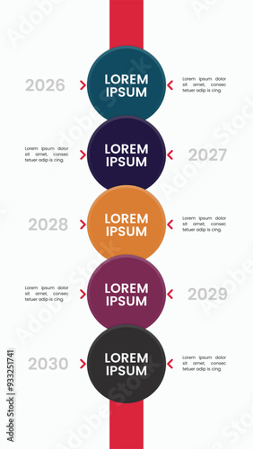 Modern colorful multipurpose business vertical circle infographic template design for presentation