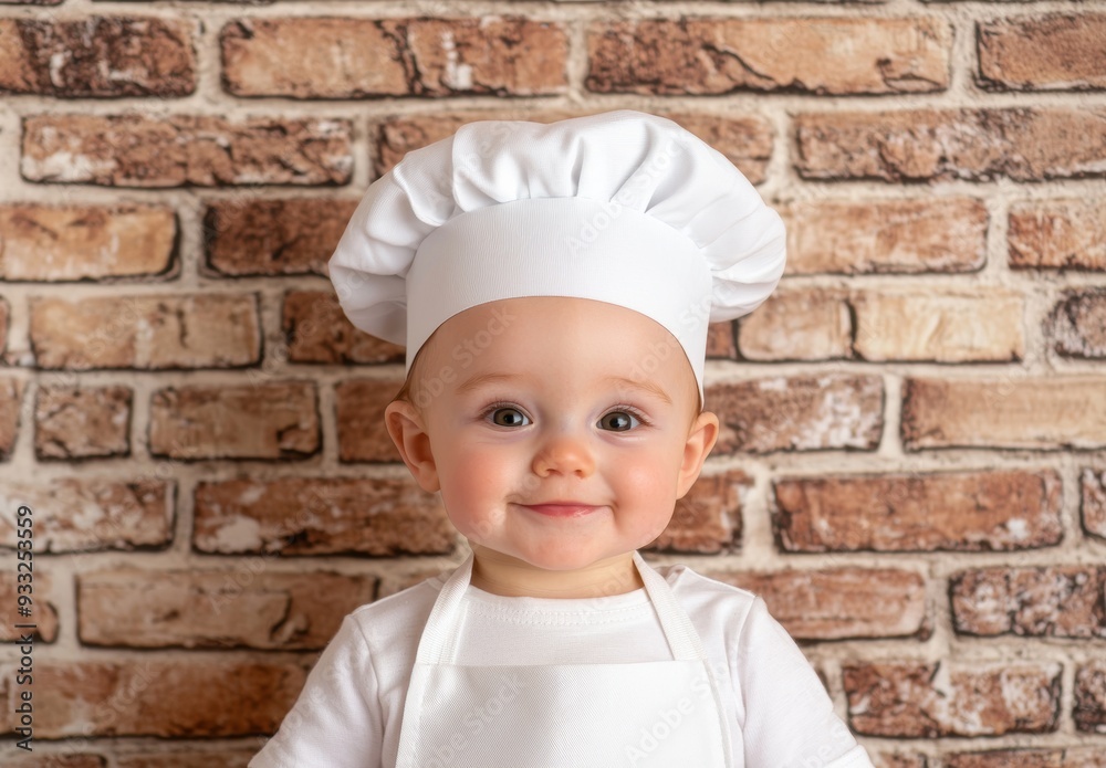 smiling baby chef in white uniform smiling baby chef in white uniform