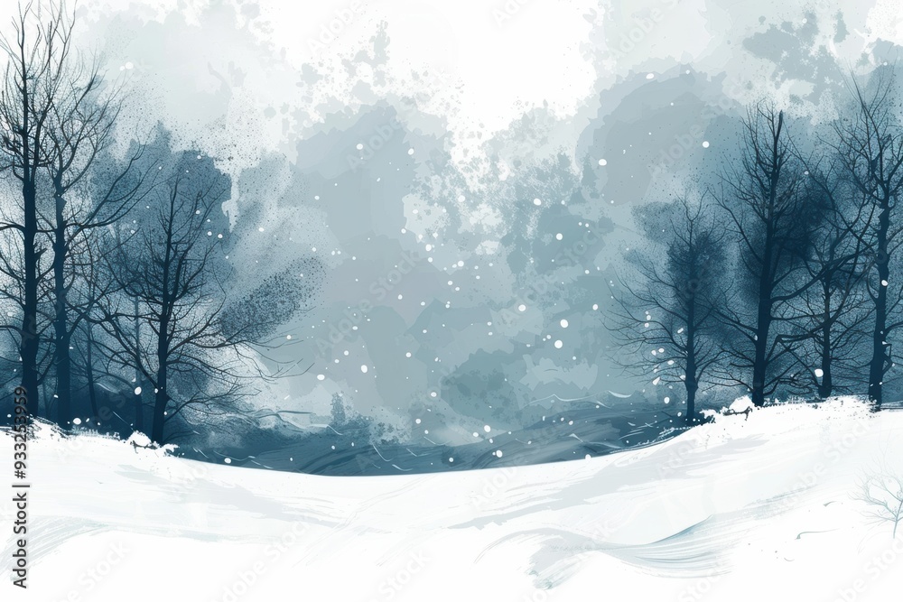 Fototapeta premium Cool abstract winter background in blue with frosty elements and subtle textures