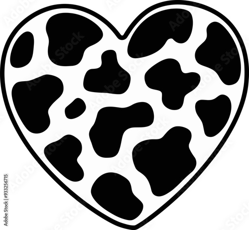 cow print pattern heart illustration