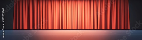 Red stage curtains with spotlight