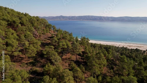 4k Aerial shot of Salda Lake in Turkiye, beautiful Turquoise water colours