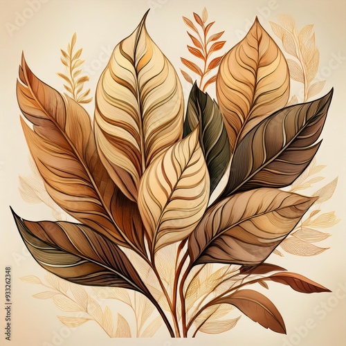 Nature Watercolor Botanical Elements Soft Earth Tones