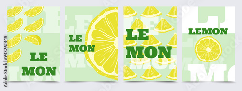 Lemon fruit background template. Lemon themed brochures, posters and banners design. Vector Illustration.