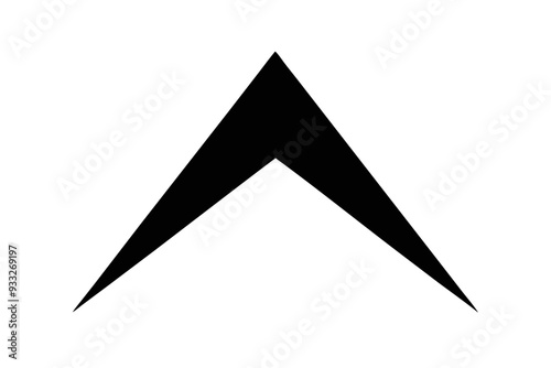 a black, solid, upward-pointing arrowhead shape on a white background. It resembles a triangle with a concave base, giving it a sharp, pointed appearance