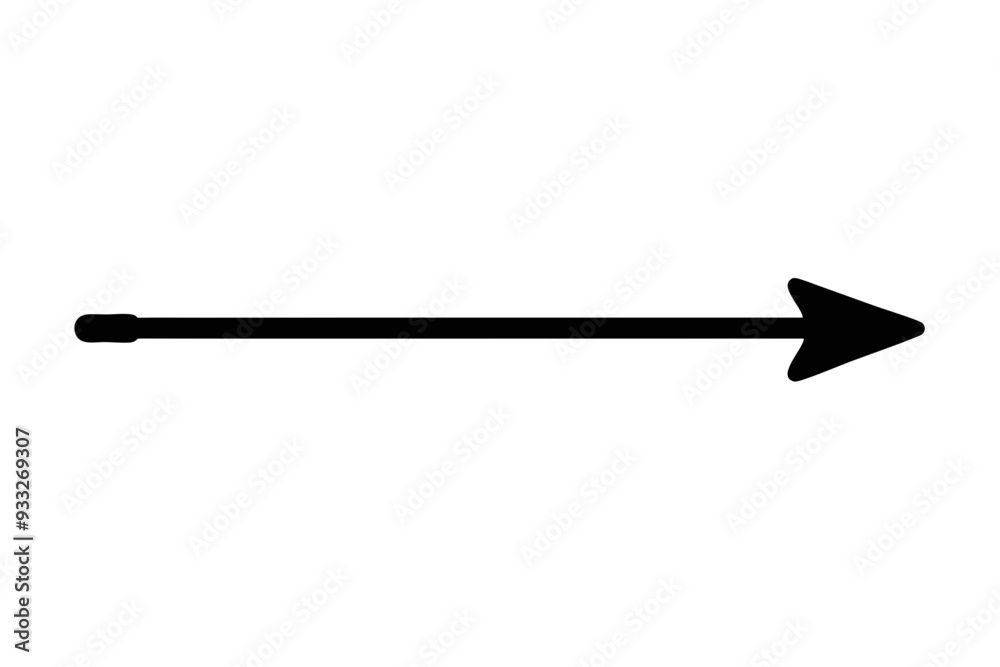 a simple black arrow pointing to the right. The arrow has a straight line with a pointed tip on the right end and a flat end on the left a simple black arrow pointing to the right. The arrow has a straight line with a pointed tip on the right end and a flat end on the left