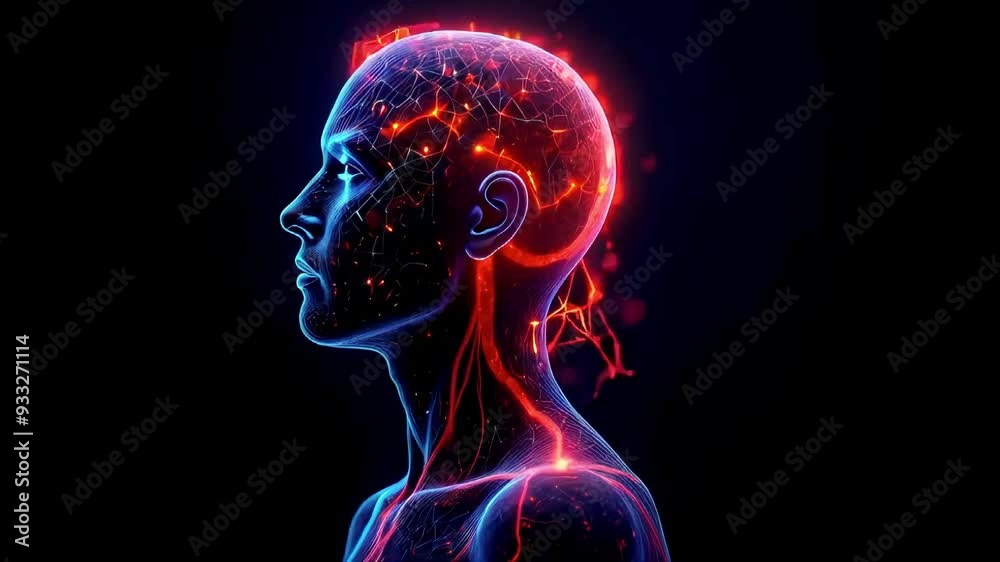 Abstract Human Profile with Neural and Vascular Networks Abstract Human Profile with Neural and Vascular Networks