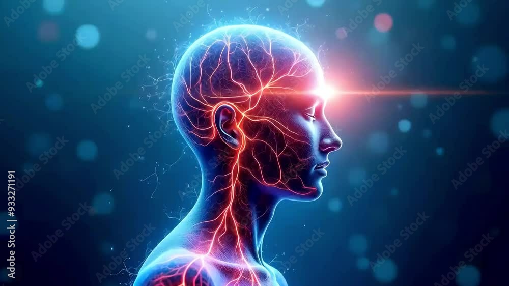 Abstract Human Profile with Neural and Vascular Networks Abstract Human Profile with Neural and Vascular Networks