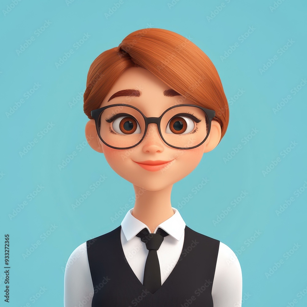 A vibrant 3D portrait of a joyful business woman, radiating positivity in her office attire, perfect for inspiring workplaces. A vibrant 3D portrait of a joyful business woman, radiating positivity in her office attire, perfect for inspiring workplaces.