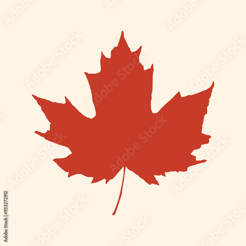 Red maple leaf silhouette. Vector illustration