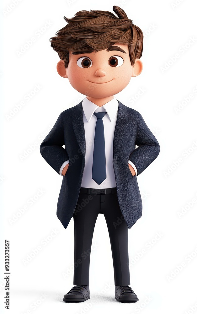 A striking 3D render showcasing a small businessman clad in a smart coat, exuding confidence and professionalism. A striking 3D render showcasing a small businessman clad in a smart coat, exuding confidence and professionalism.