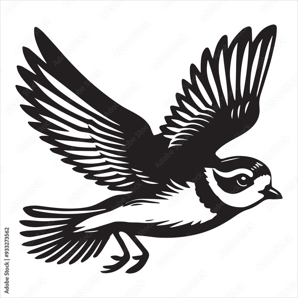 Fototapeta premium Piping Plover Silhouette - Plover Birt Clipart, Piping Plover Illustration in black and white