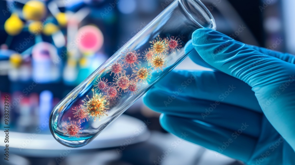 Bacteria Sample in Test Tube Held by Scientist Bacteria Sample in Test Tube Held by Scientist