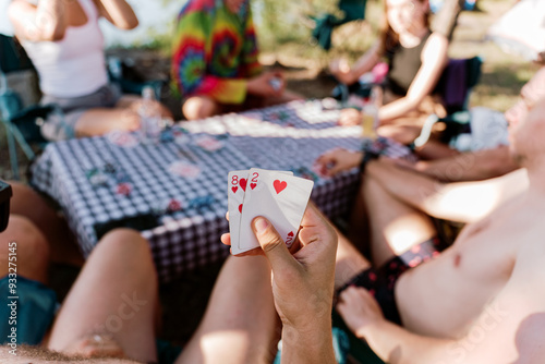 poker with friends in nature
