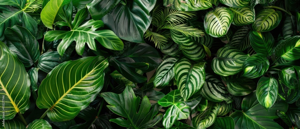 A lush green plant with leaves of various shapes and sizes A lush green plant with leaves of various shapes and sizes