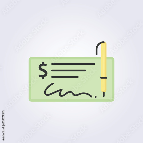 flat paycheck banknote icon logo vector illustration design