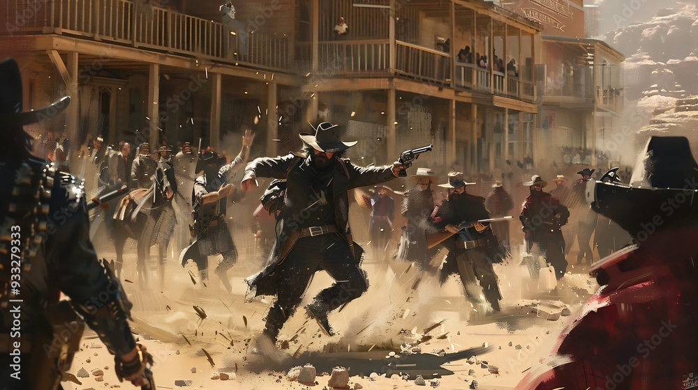 Wild West Showdown: A Gunfight in a Dusty Town Wild West Showdown: A Gunfight in a Dusty Town