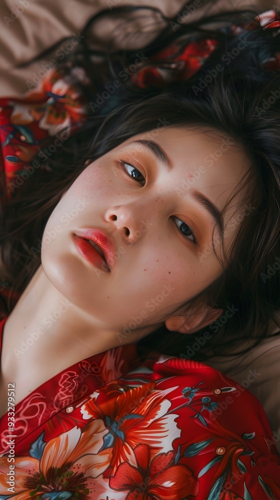 Fototapeta premium A Asian woman lying