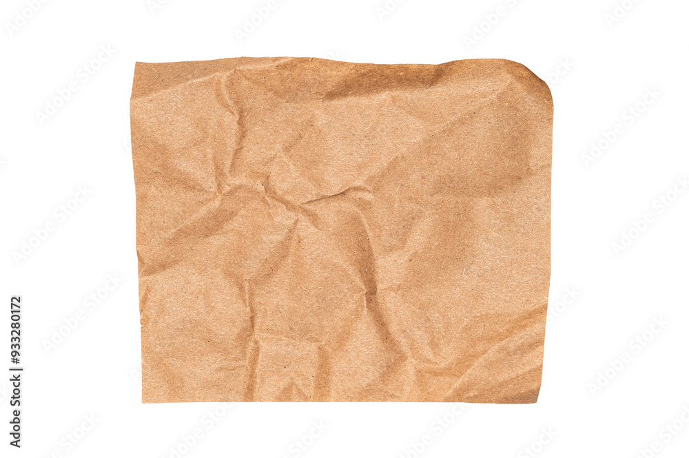 Craft wrapping paper. texture of flat crumpled sheet of cellulose product isolated on white backgound. Old tattered page surface background. Eco-friendly empty aged recyclable packaging Craft wrapping paper. texture of flat crumpled sheet of cellulose product isolated on white backgound. Old tattered page surface background. Eco-friendly empty aged recyclable packaging