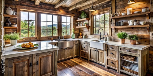 Nestled among natural beauty, this cozy farmhouse combines rustic elements, including reclaimed wood and distressed finishes, with a charming apron sink, ideal for lazing.